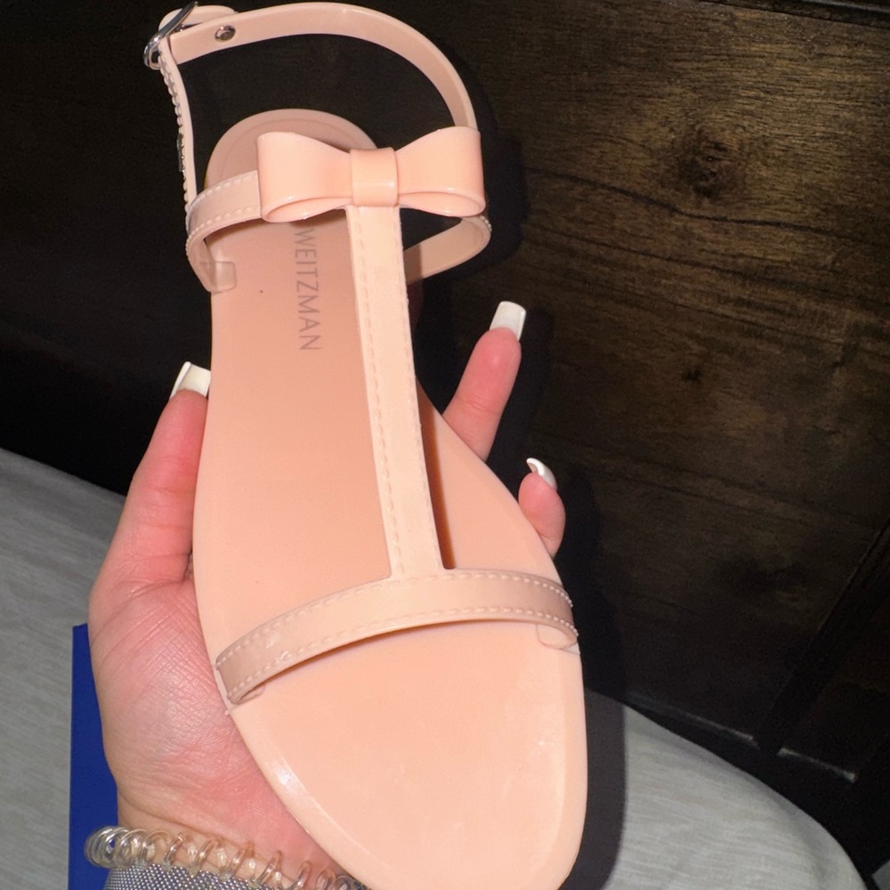 STUART WEITZMAN Mellie Bow Jelly Sandal Pink 10 New With Box